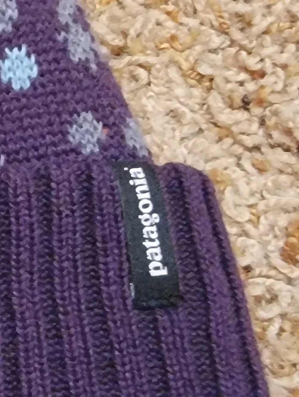 Patagonia Youth/Kids Purple Patterned Winter Beanie with Pom Pom!
